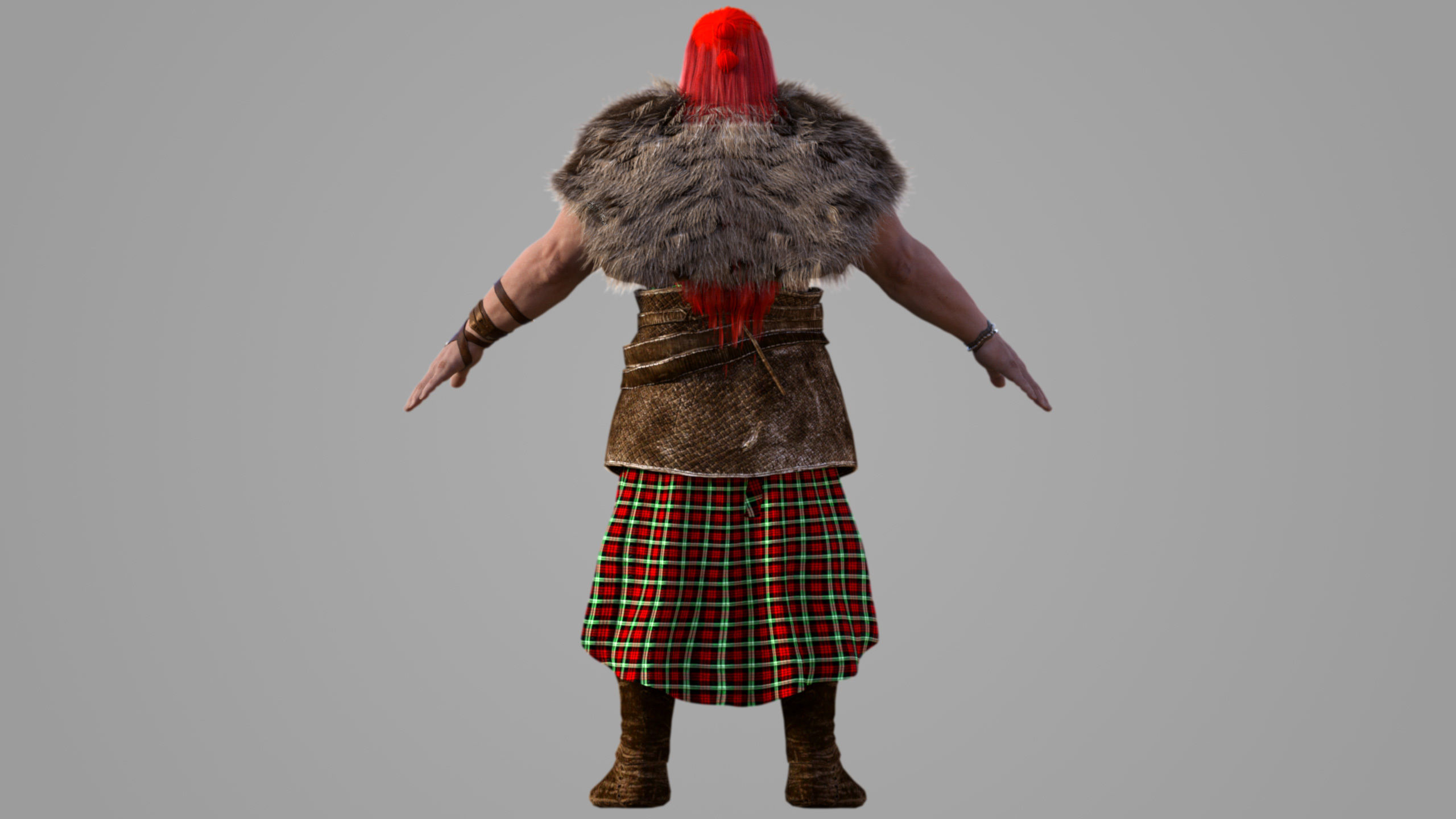 Gallowglass - Scottish Highlander Warrior Male 3D model_9