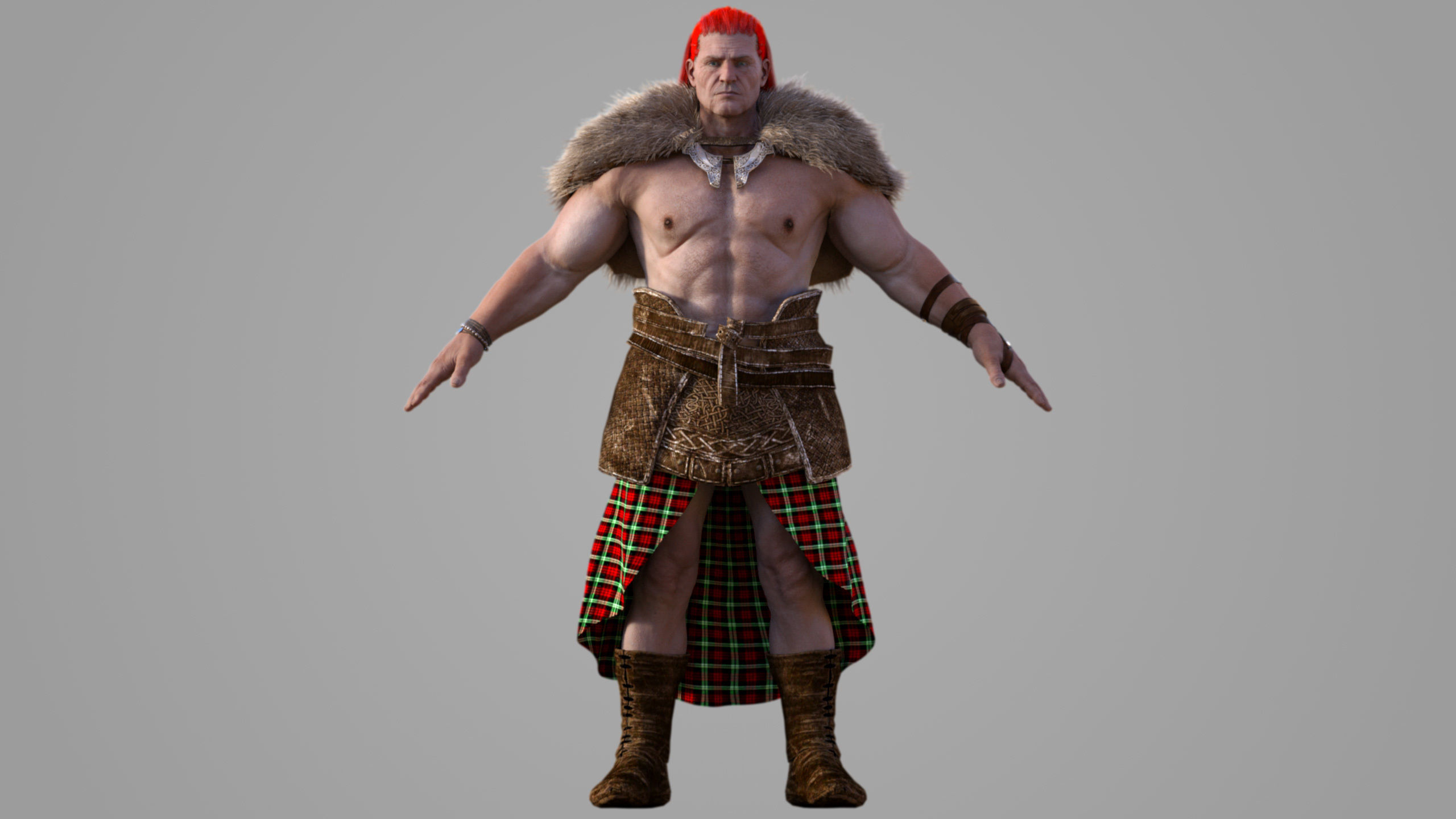 Gallowglass - Scottish Highlander Warrior Male 3D model_6