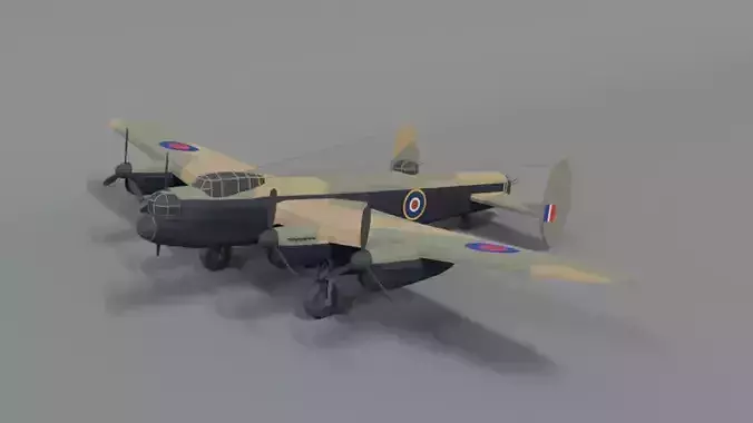 Low Poly Cartoon Avro Lancaster WWII Airplane