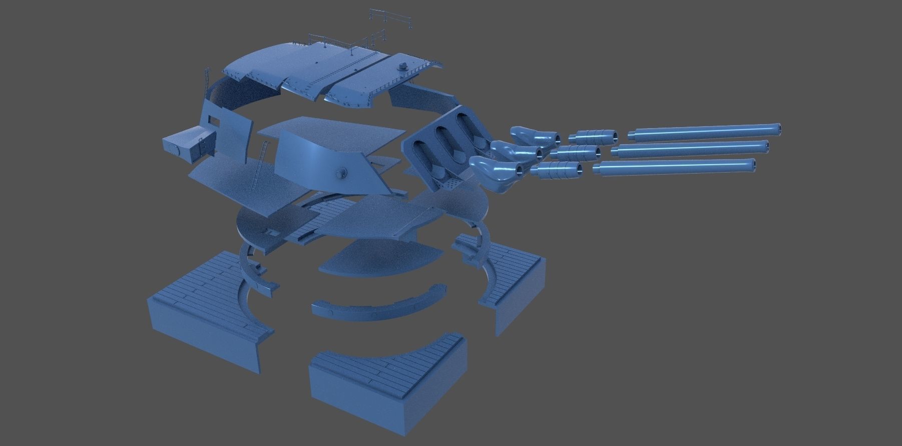 Yamato Type94 main turret - Personal license - 1-72 scale 3D print model_10