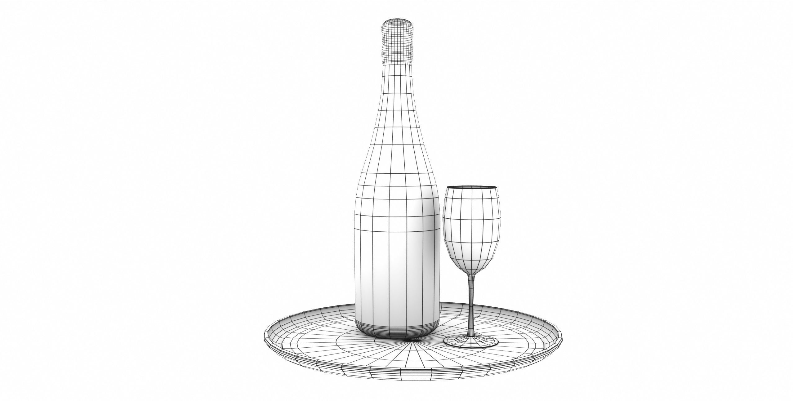  Photorealistic Champagner Bottle with Glass and Tablet 3D model_12