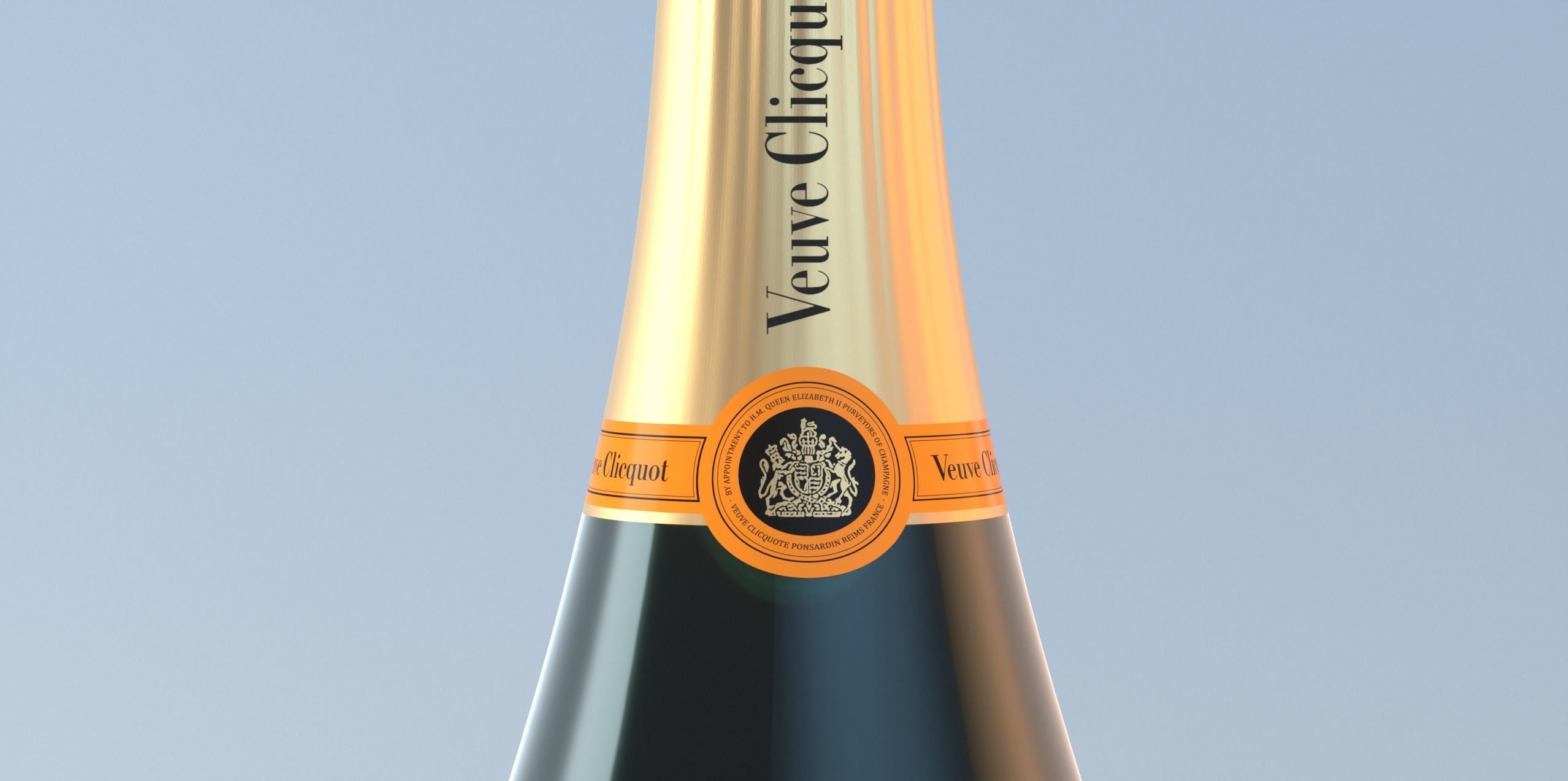  Photorealistic Champagner Bottle with Glass and Tablet 3D model_1