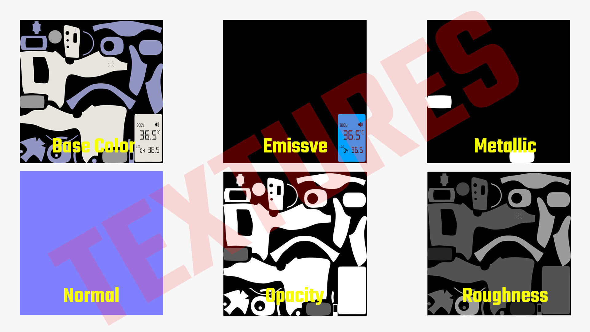 Infrared Thermometer PBR Low-poly 3D model_12