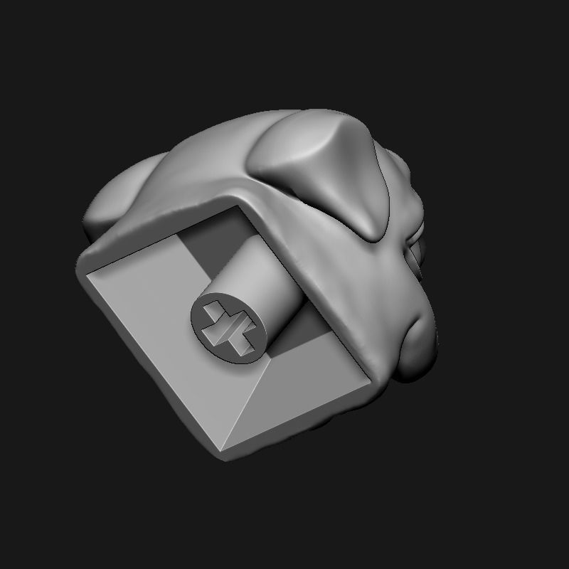 Pug Head Keycap 3D print model_3