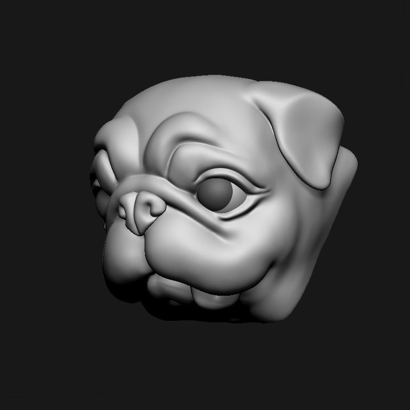 Pug Head Keycap 3D print model_2