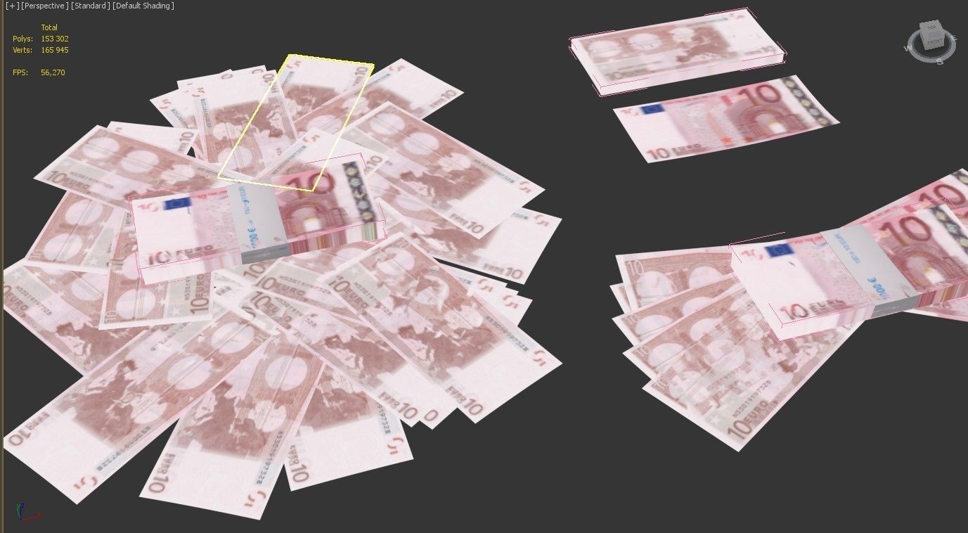 10 euro banknote packs 3D model_10