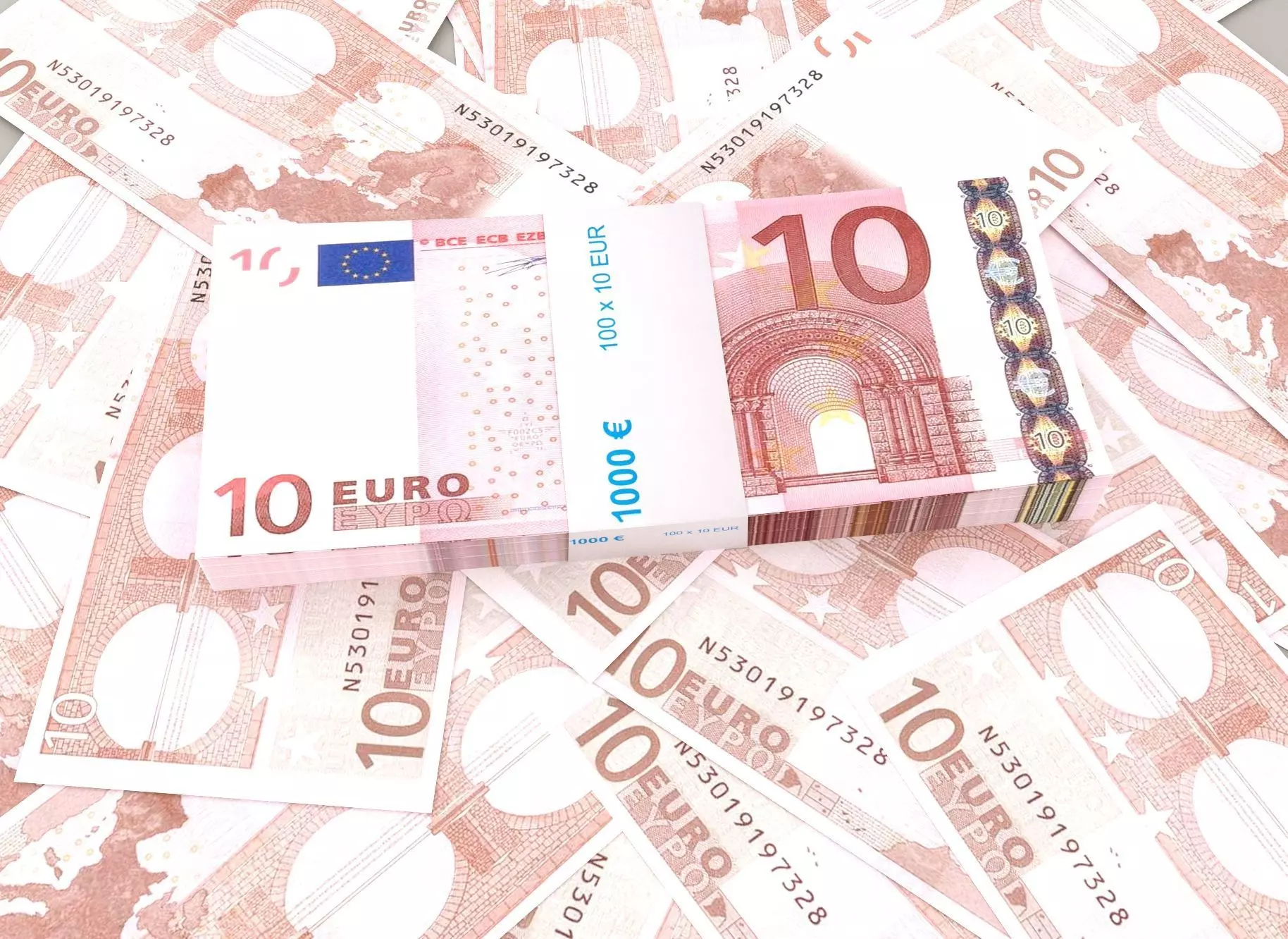 10 euro banknote packs 3D model_0