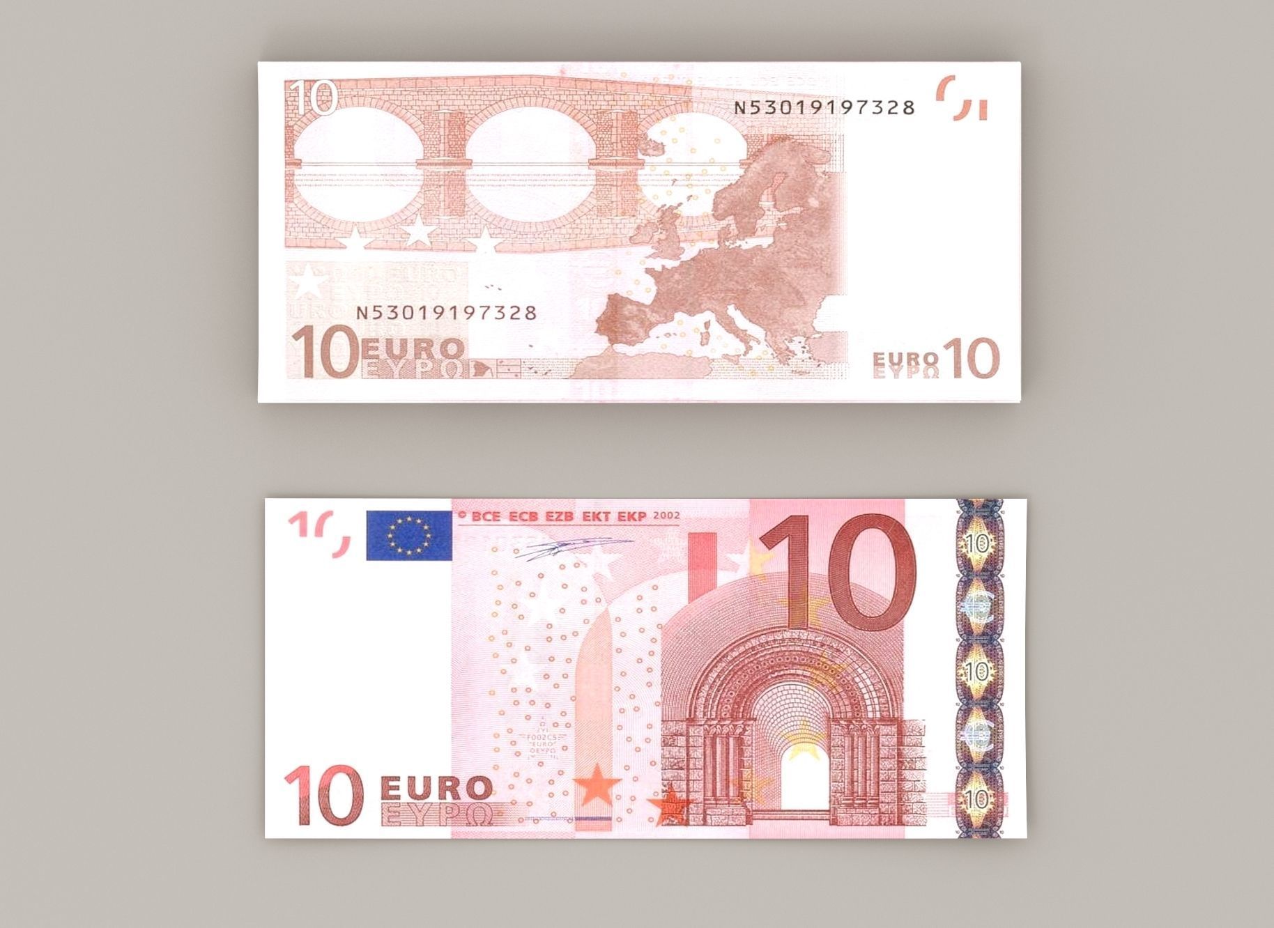 10 euro banknote packs 3D model_6