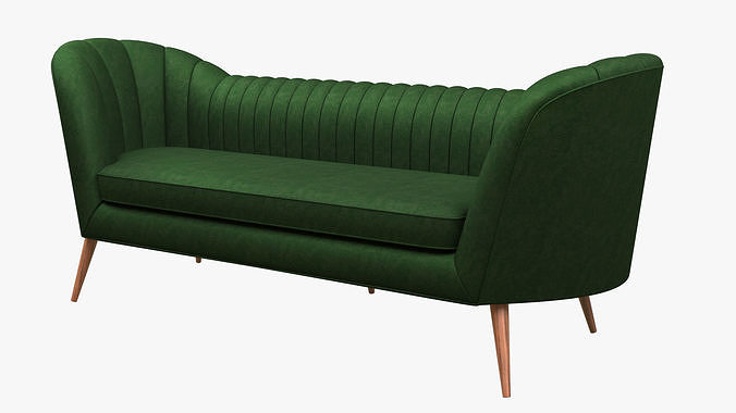 Couch PBR sofa with wooden legs Low-poly 3D model