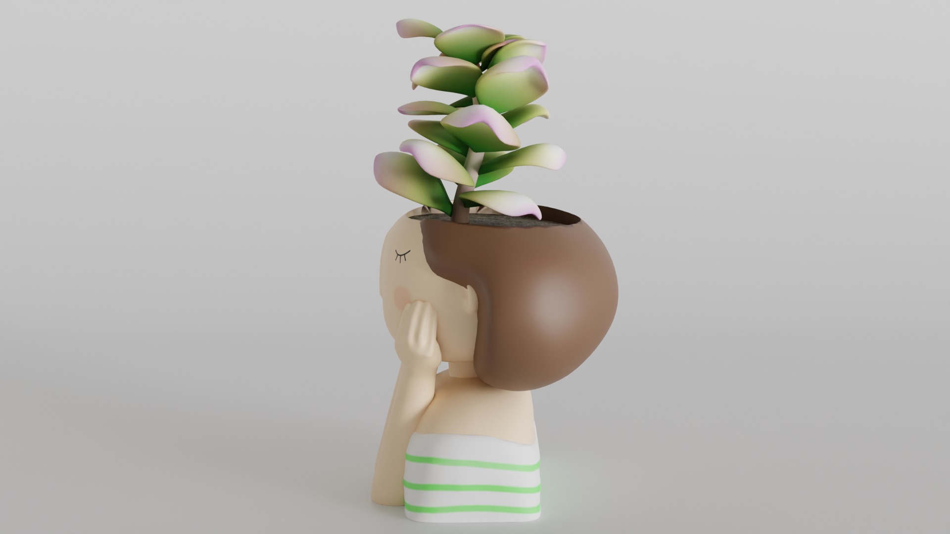 Charming Girl Planter 3D print model_6
