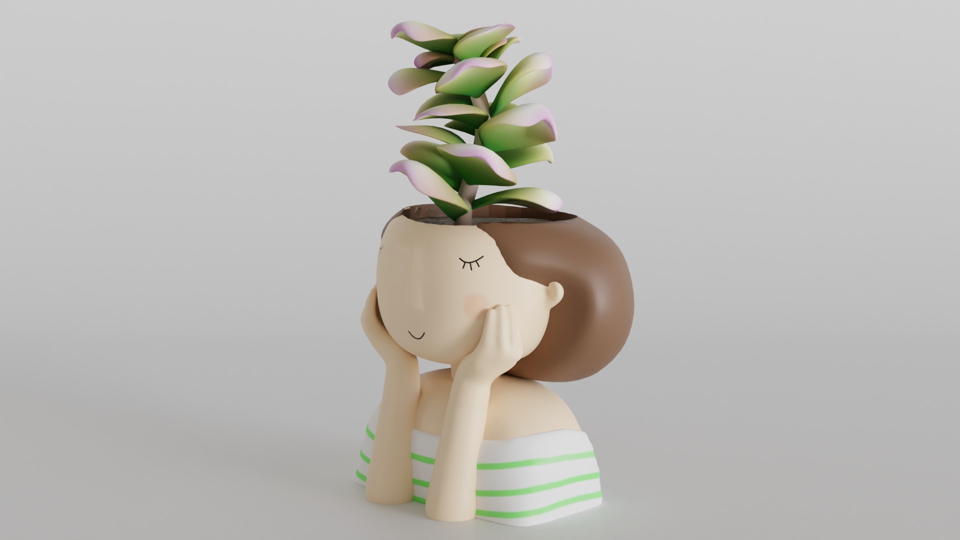 Charming Girl Planter 3D print model_7