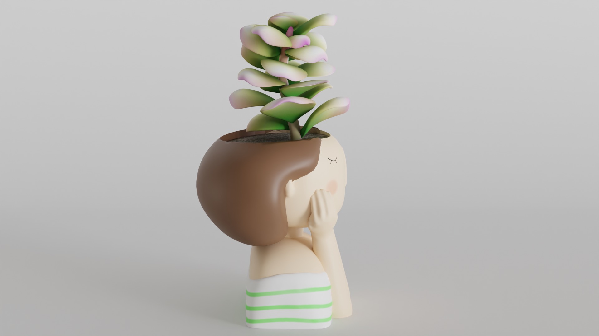 Charming Girl Planter 3D print model_2