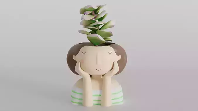 Charming Girl Planter 3D print model