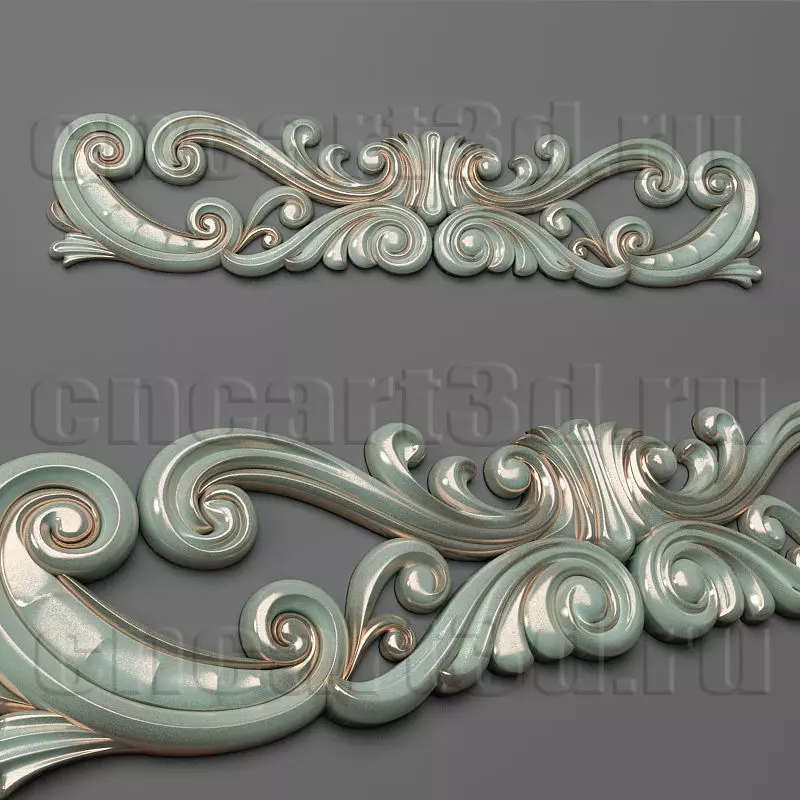 Cartouche pair of ornate scrolls 3D print model_0