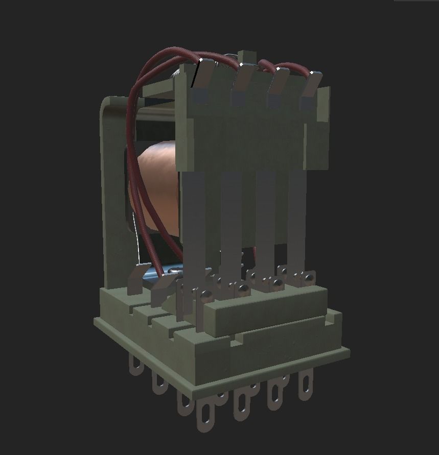 Electromagnetic Relay Low-poly 3D model_5