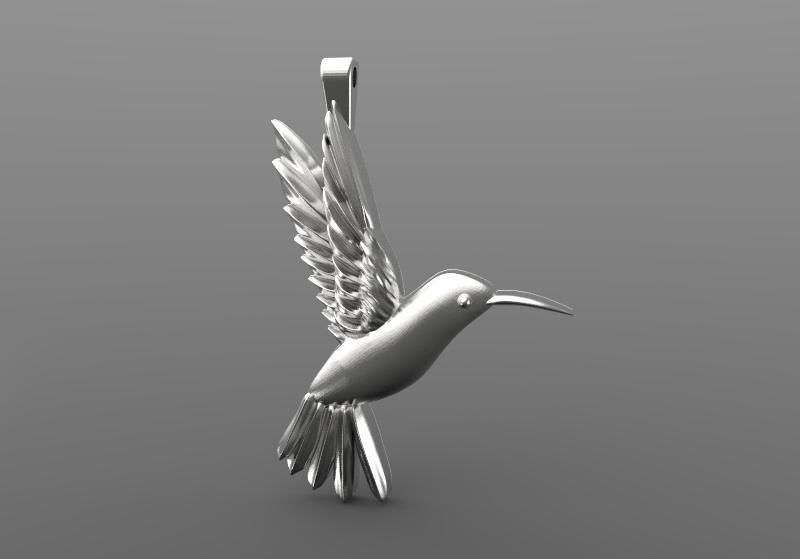 Hummingbird pendant gold 3D print model_5