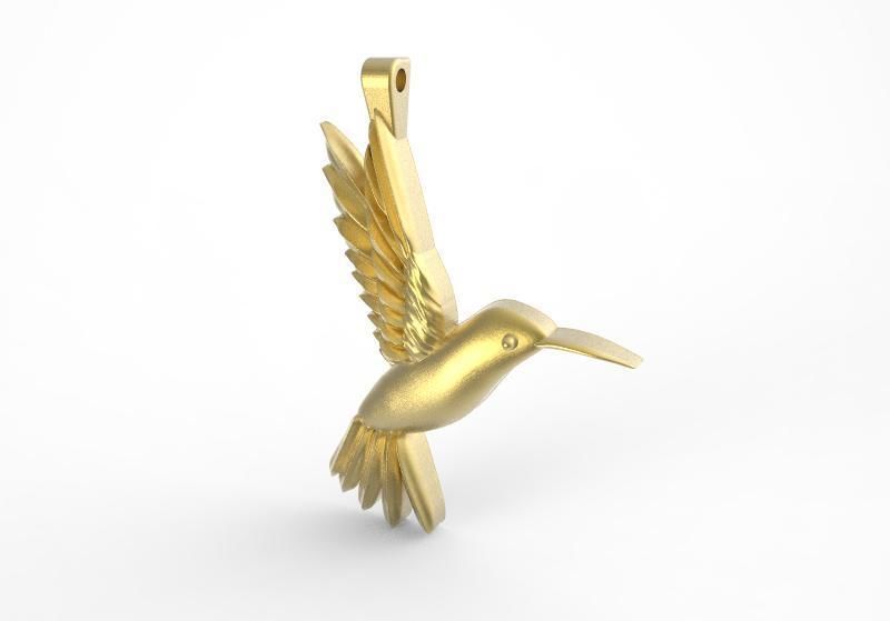 Hummingbird pendant gold 3D print model_4