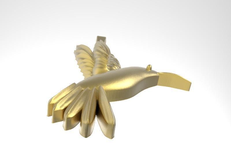Hummingbird pendant gold 3D print model_3