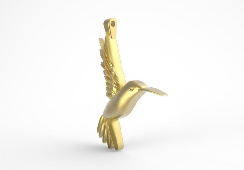Hummingbird pendant gold 3D print model_2