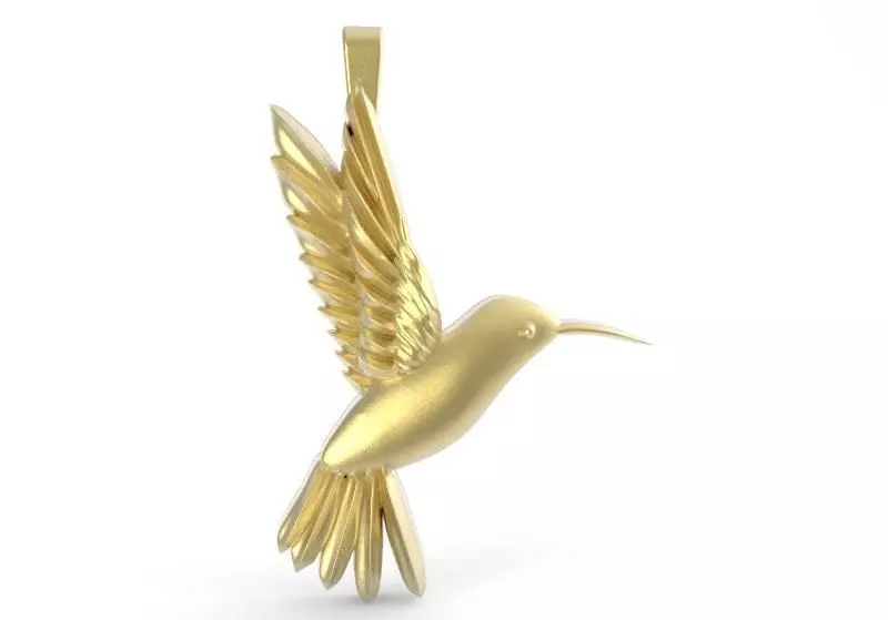 Hummingbird pendant gold 3D print model_0
