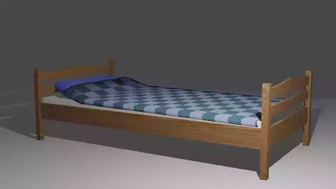 Single bed Low-poly 3D model