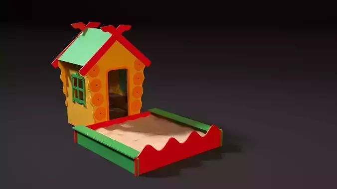 Childrens playhouse with a sandbox