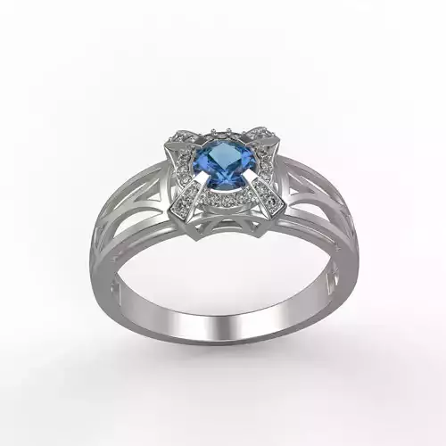 wedding engagement women ring with gems 3dm stl CAD