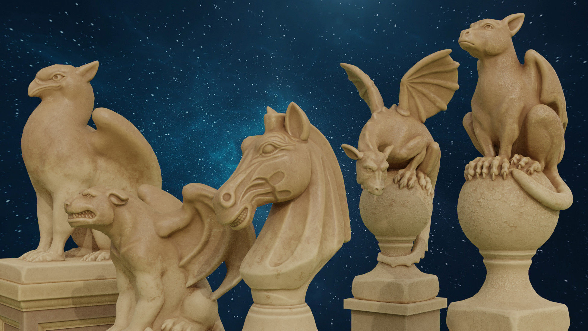 Sculptures Pack Low-poly 3D model_3