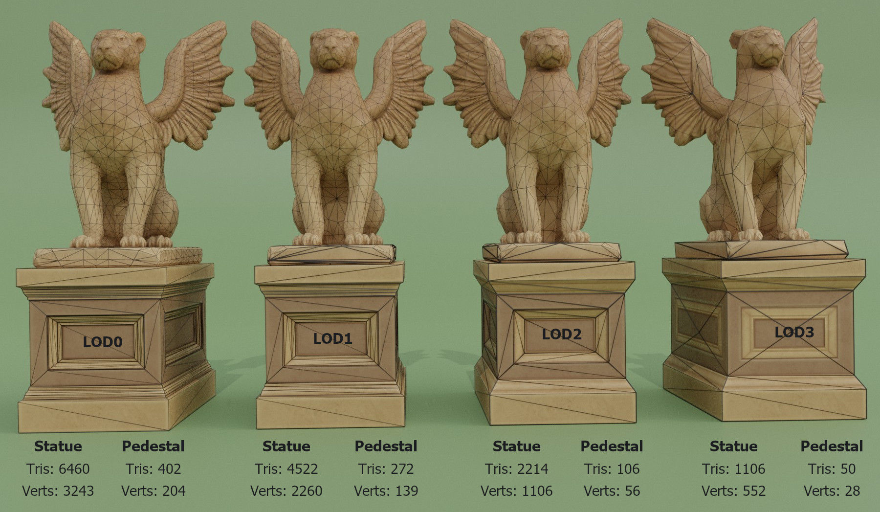 Sculptures Pack Low-poly 3D model_8