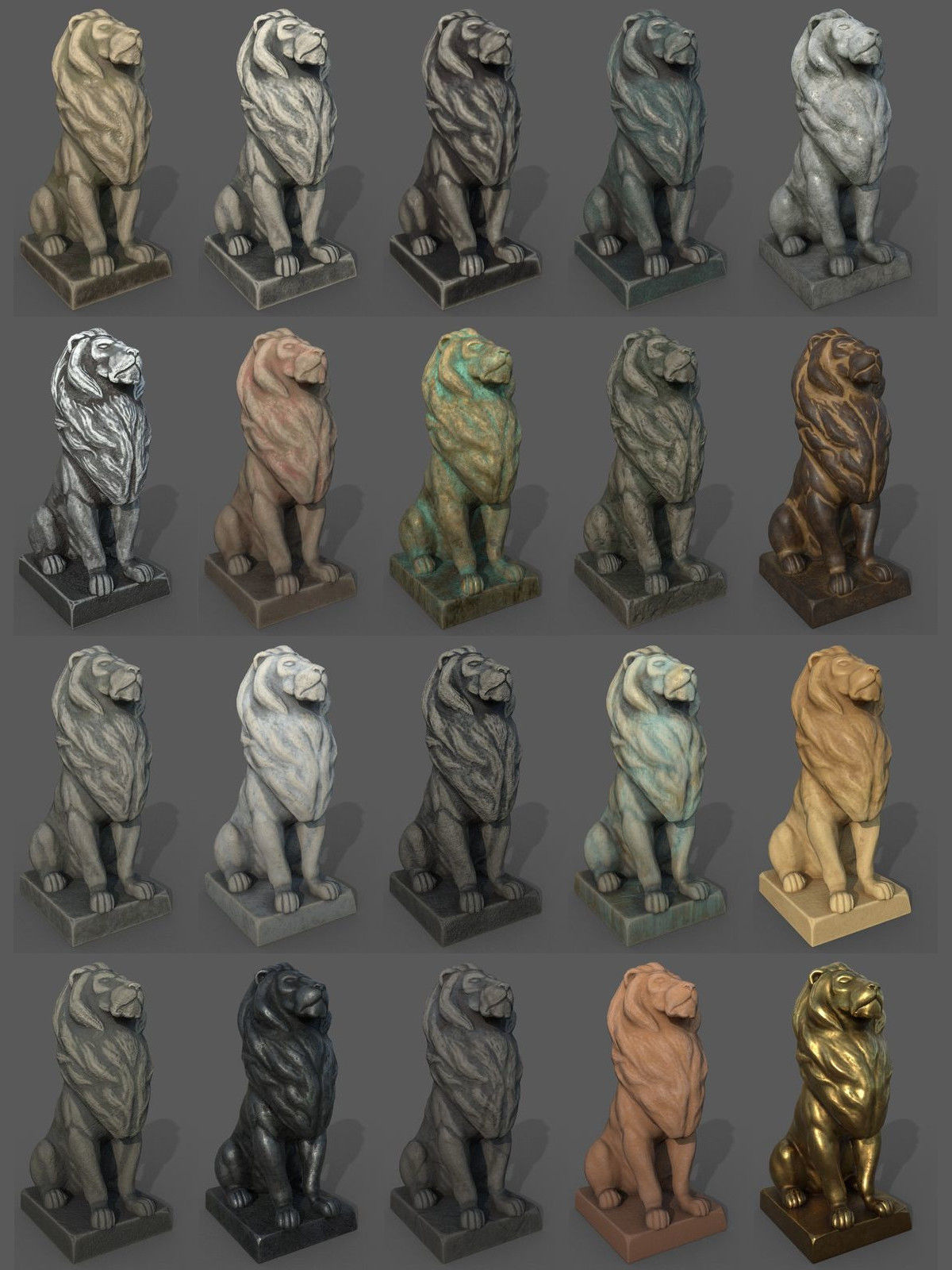 Sculptures Pack Low-poly 3D model_21