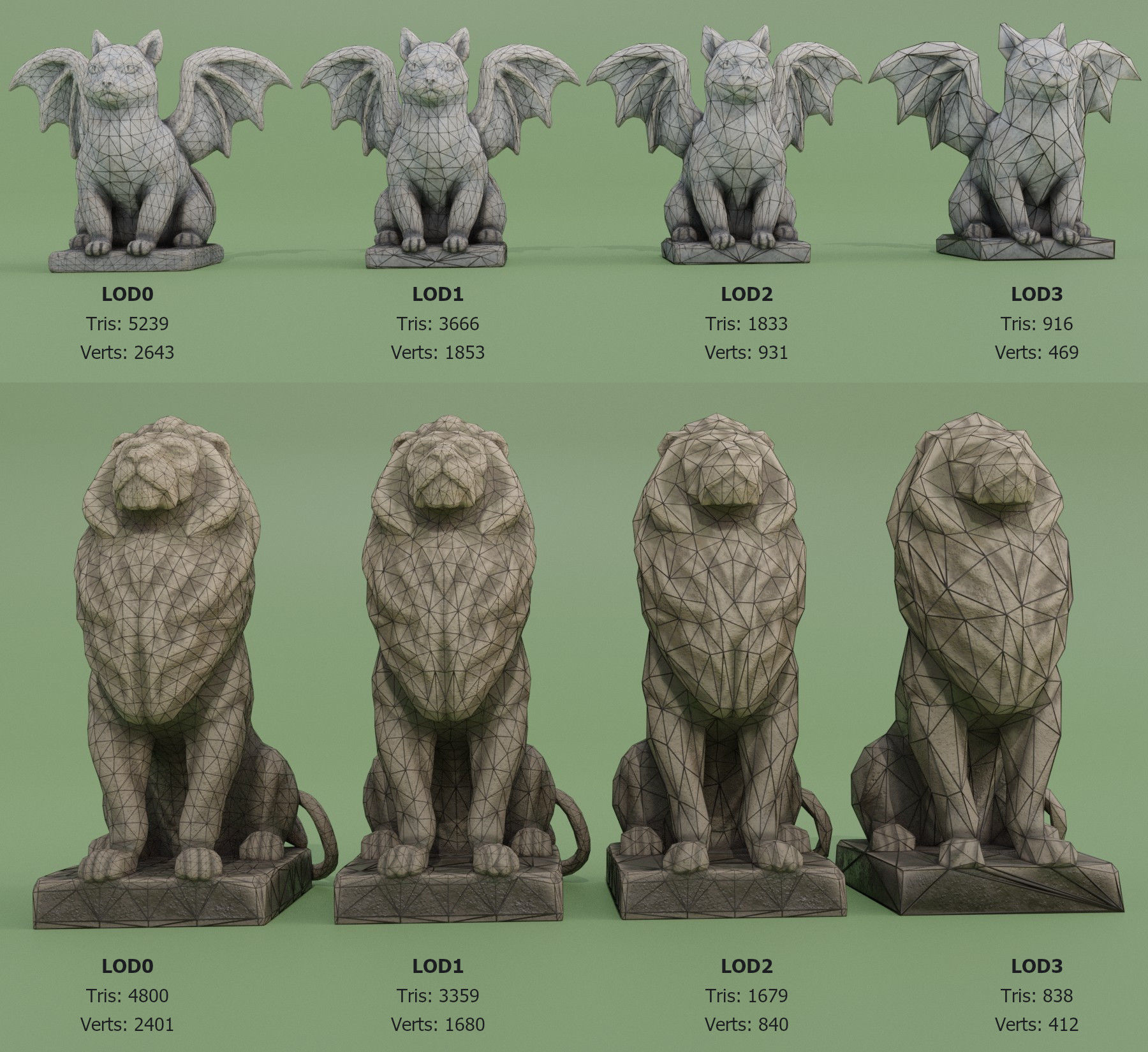 Sculptures Pack Low-poly 3D model_7