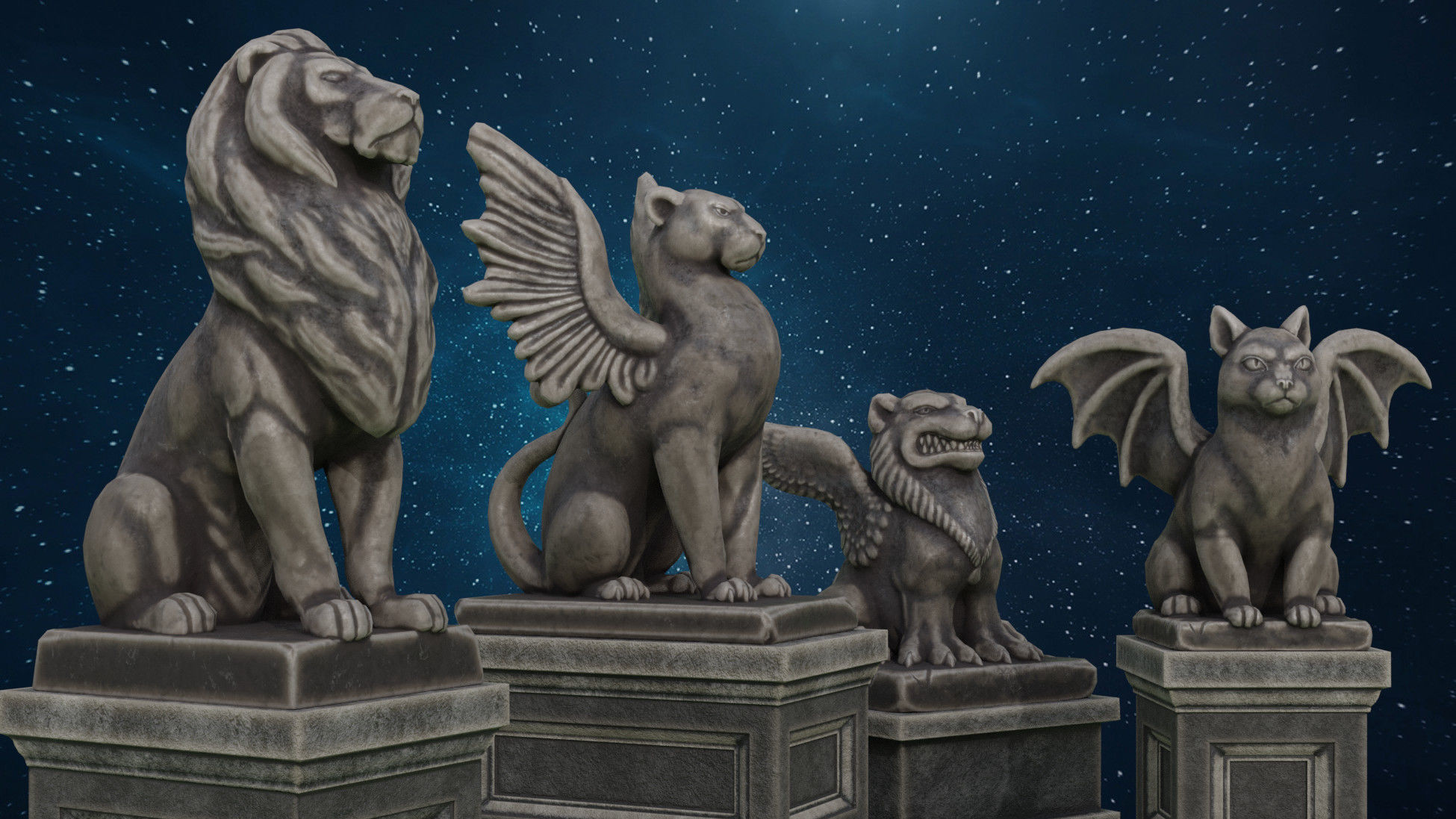 Sculptures Pack Low-poly 3D model_2