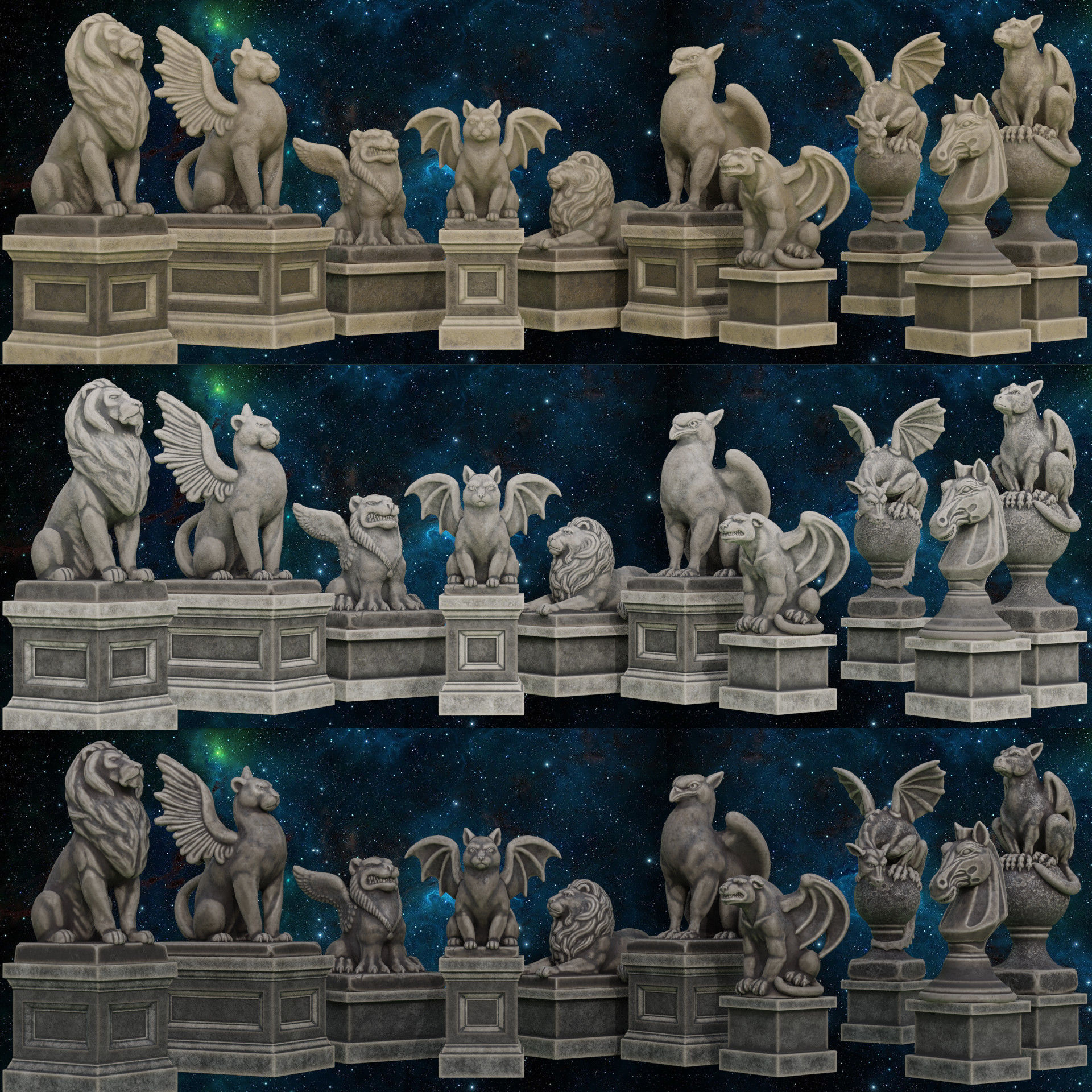 Sculptures Pack Low-poly 3D model_4