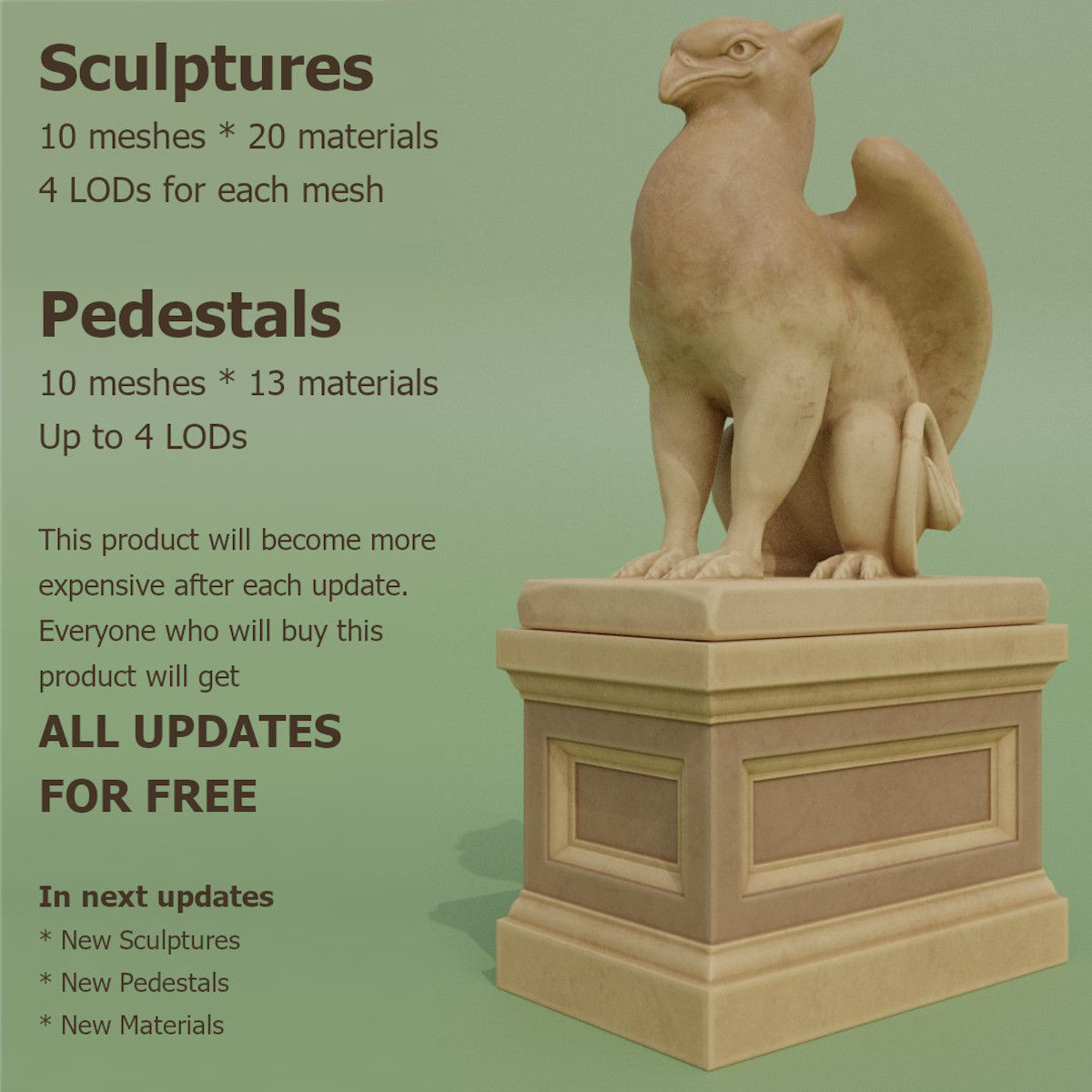 Sculptures Pack Low-poly 3D model_5
