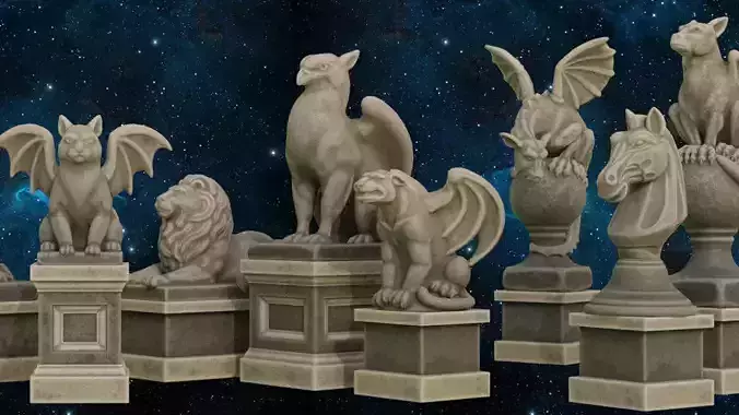 Sculptures Pack Low-poly 3D model Sculptures Pack Low-poly 3D model