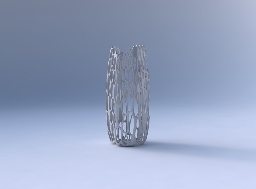 Vase double arc hexagon with cracked organic lattice 3D print model_4