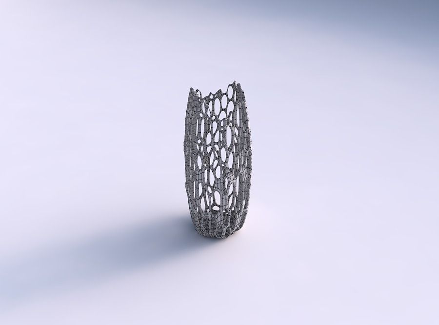 Vase double arc hexagon with cracked organic lattice 3D print model_5