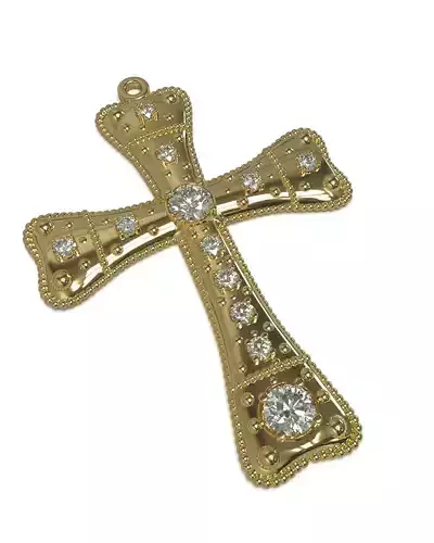 Cross pendant with gems 3d printable model