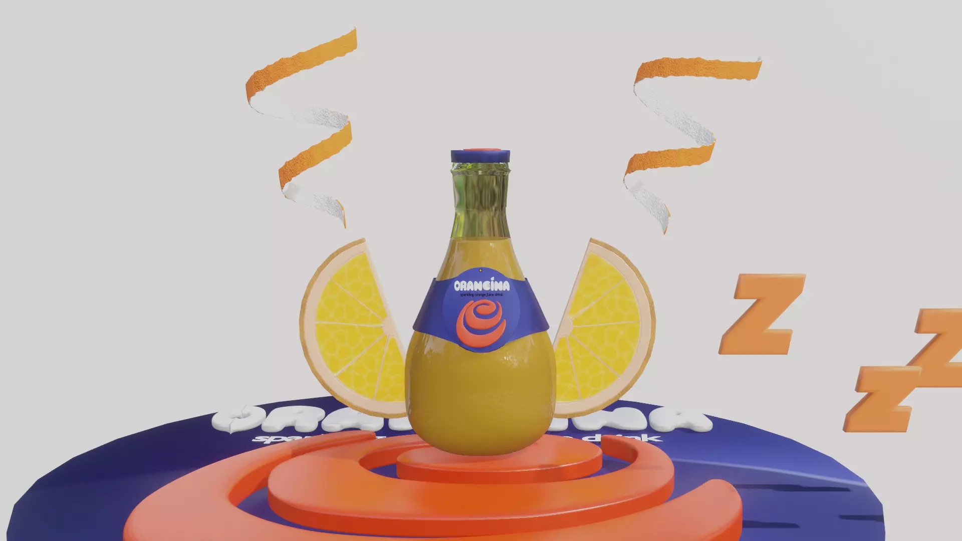 Orangina Bottle and Logo 3D print model_0