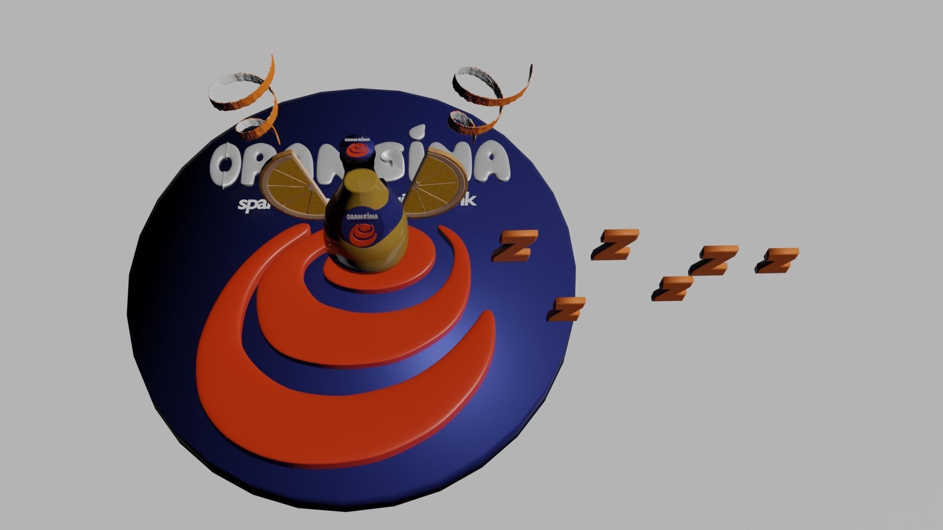 Orangina Bottle and Logo 3D print model_1