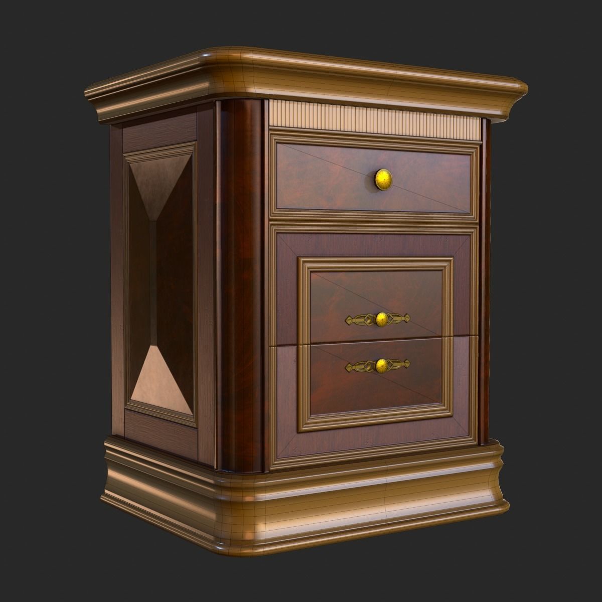 Vintage Furniture Bedroom Pack PBR Game Ready Low-poly 3D model_30