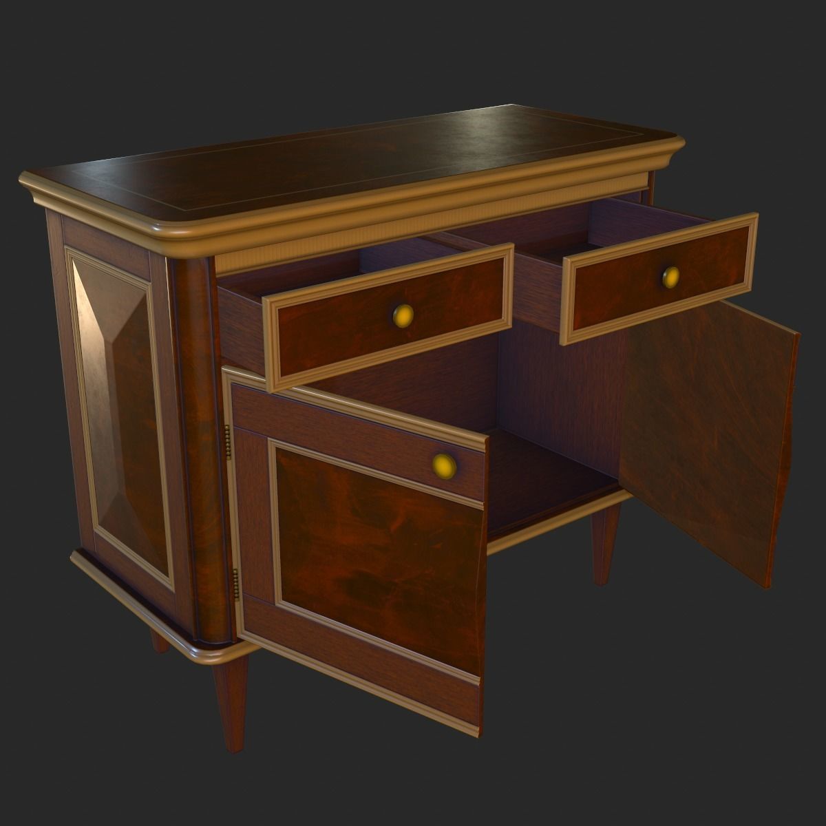 Vintage Furniture Bedroom Pack PBR Game Ready Low-poly 3D model_25
