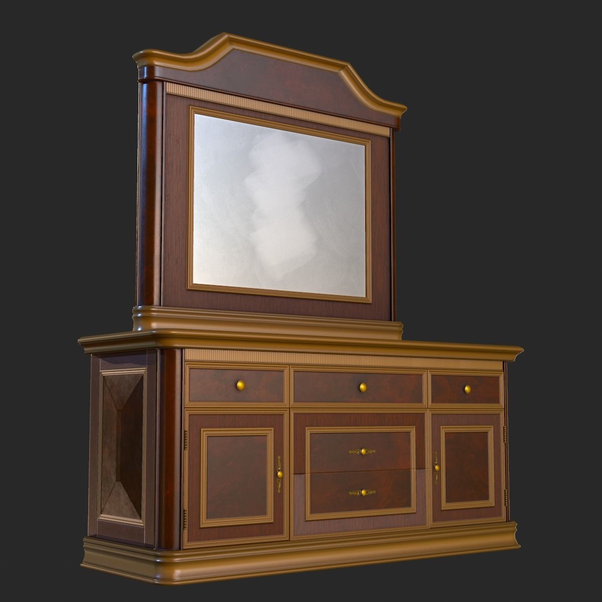 Vintage Furniture Bedroom Pack PBR Game Ready Low-poly 3D model_16