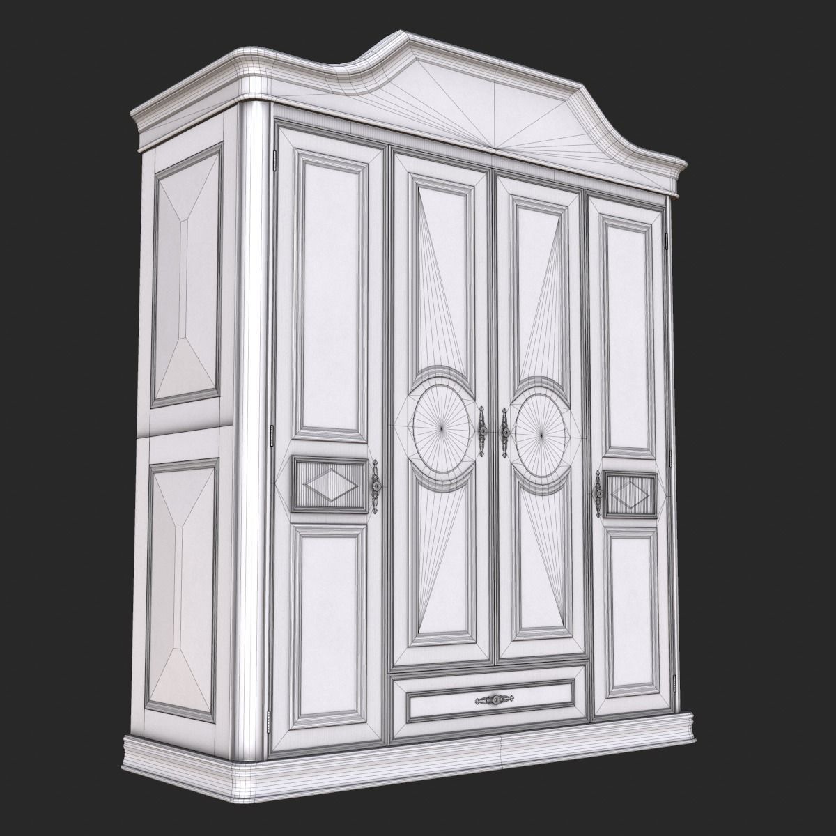 Vintage Furniture Bedroom Pack PBR Game Ready Low-poly 3D model_11