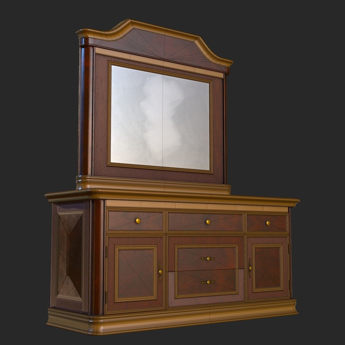 Vintage Furniture Bedroom Pack PBR Game Ready Low-poly 3D model_18