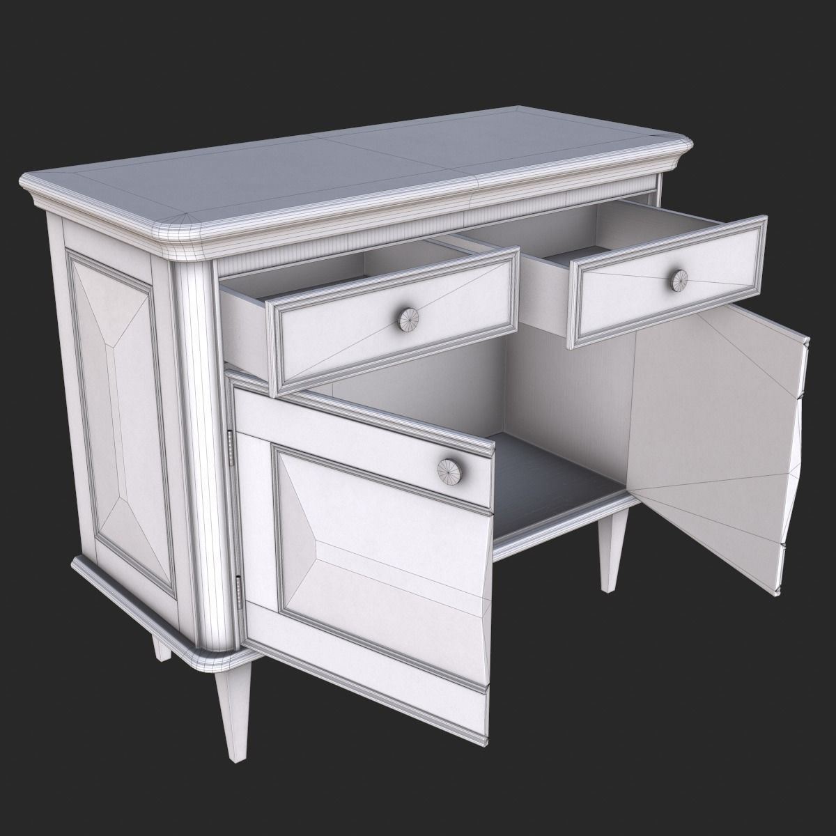 Vintage Furniture Bedroom Pack PBR Game Ready Low-poly 3D model_26