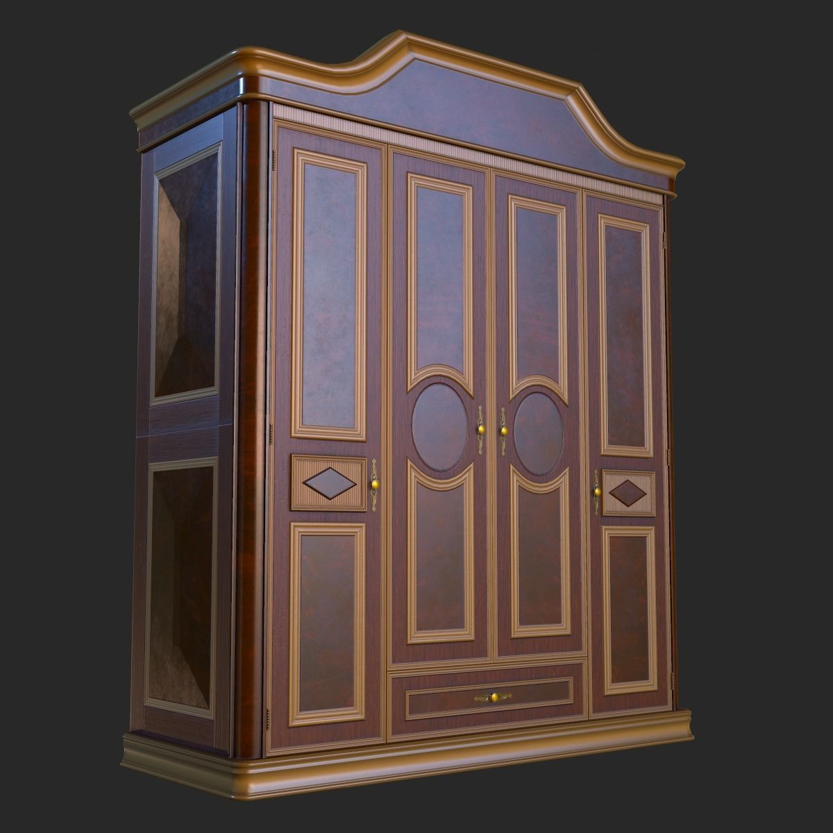 Vintage Furniture Bedroom Pack PBR Game Ready Low-poly 3D model_10