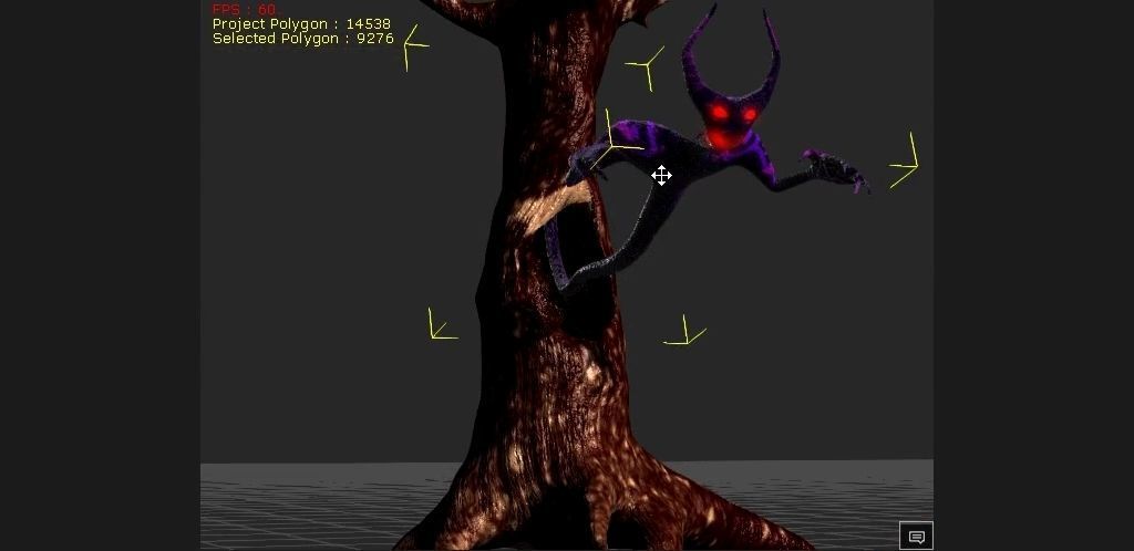 2 Horned Tree mimic Low-poly 3D model_22