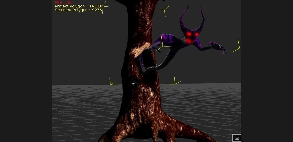 2 Horned Tree mimic Low-poly 3D model_17
