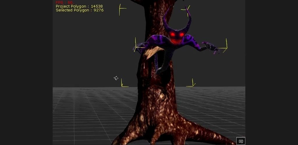 2 Horned Tree mimic Low-poly 3D model_18